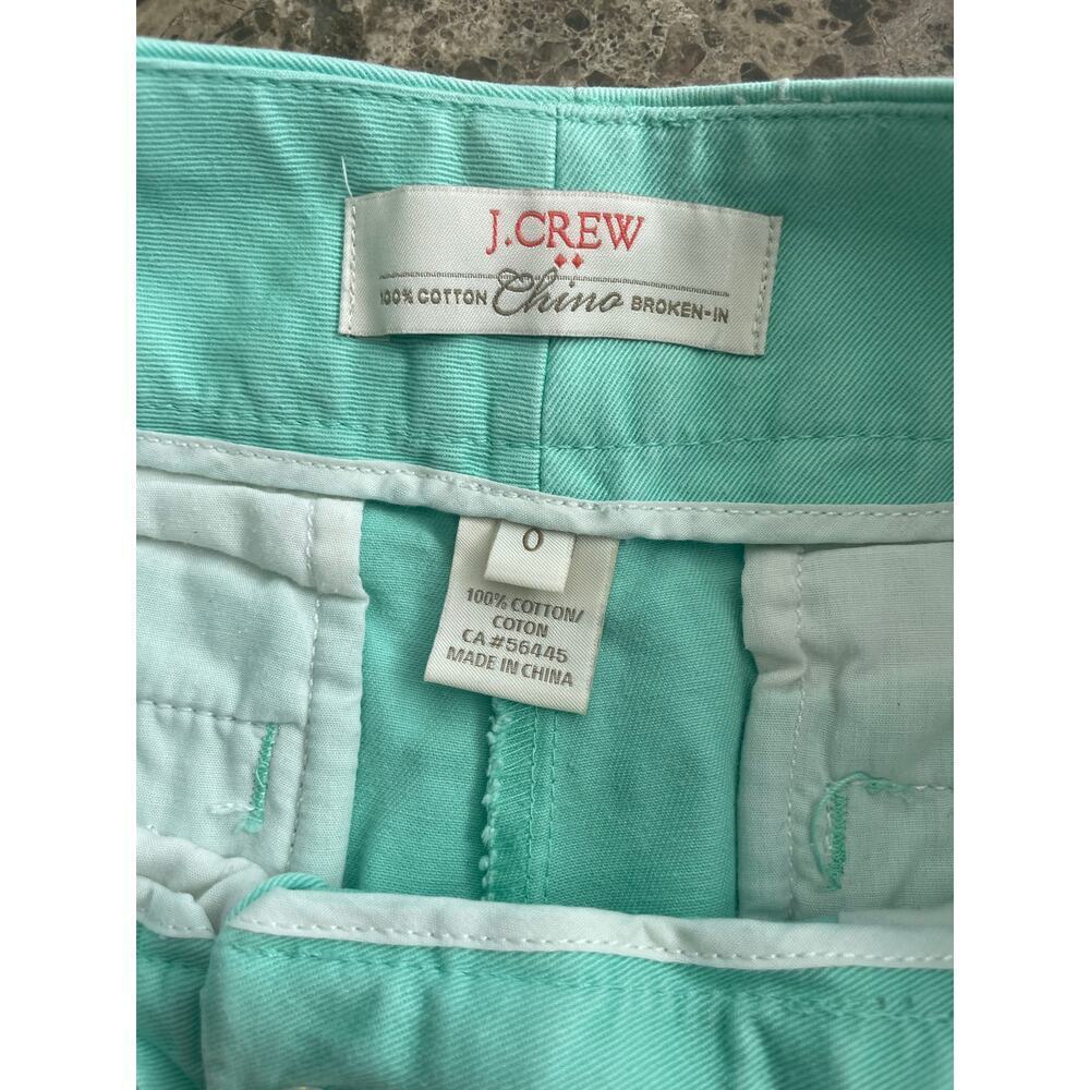 JCREW CHINO SHORTS BROKEN IN COTTON SZ 0 MINT GREEN HELM FLAT FRONT SAILOR CHIC - Picture 5 of 13